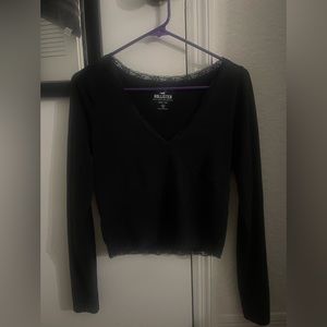 Hollister Black Baby Tee Long Sleeve